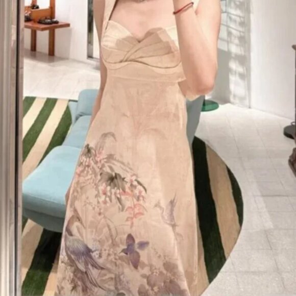 Zimmerman summer fashion linen floral pat-tern mid-length dress - Picture 2 of 12